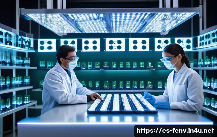 전기차 배터리 기술 - A high-tech laboratory scene showcasing advanced battery materials, focusing on silicon and graphene...