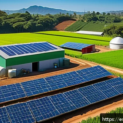 사회적 기업과 환경 보호 - A vibrant scene of a small Latin American organic farm powered by solar panels, showcasing farmers w...