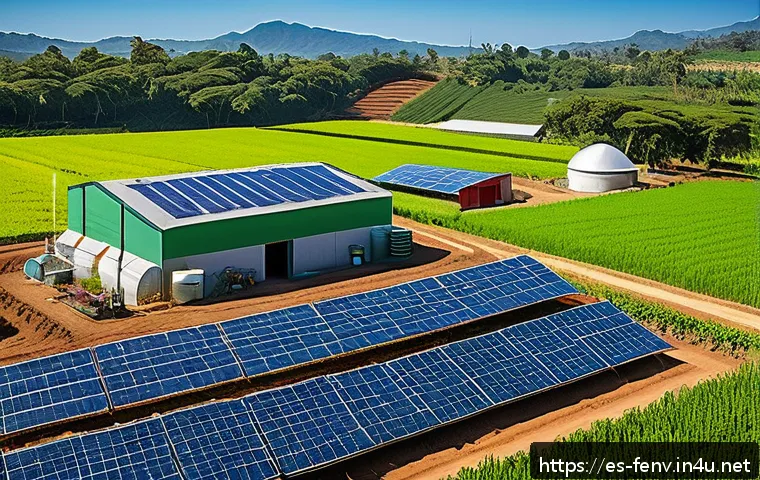 사회적 기업과 환경 보호 - A vibrant scene of a small Latin American organic farm powered by solar panels, showcasing farmers w...