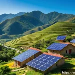 기후 변화에 대한 글로벌 대응 - A vibrant rural community in Latin America harnessing renewable energy: detailed scene of small hous...