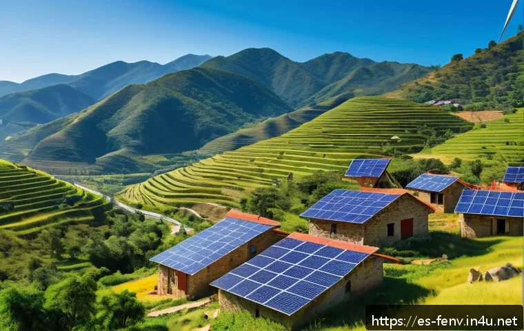 기후 변화에 대한 글로벌 대응 - A vibrant rural community in Latin America harnessing renewable energy: detailed scene of small hous...